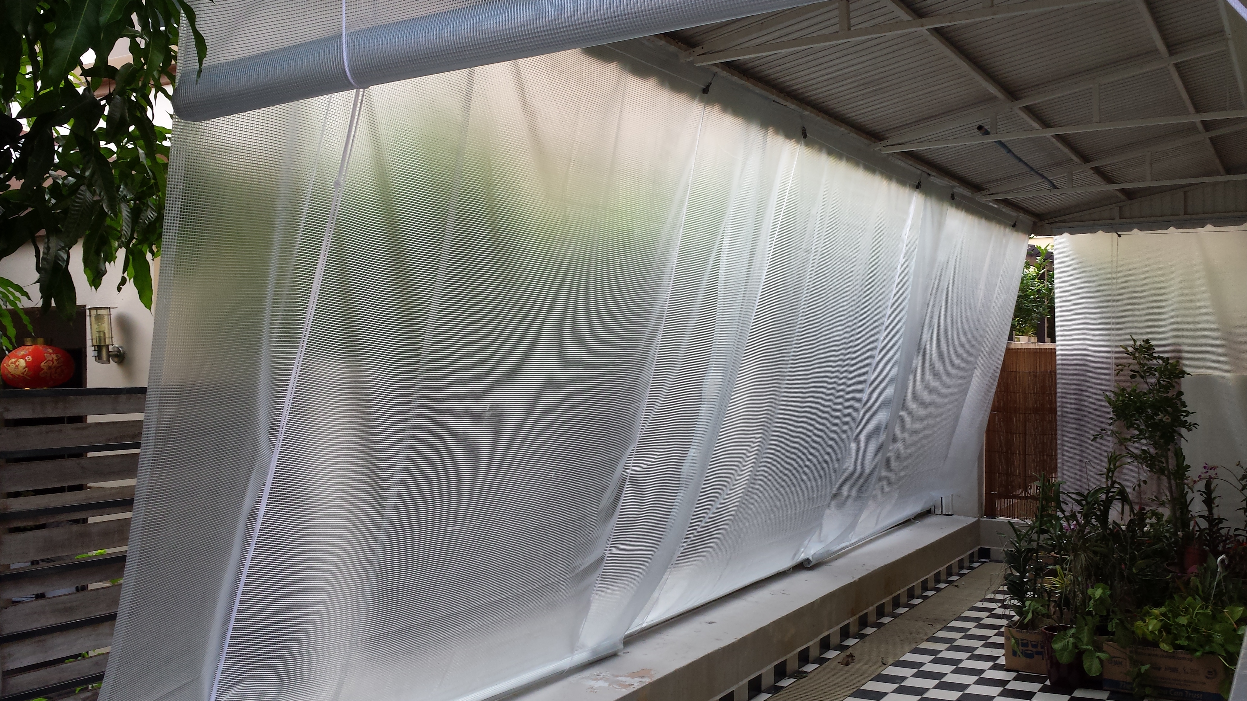 PVC Blinds for landed house outdoor kitchen