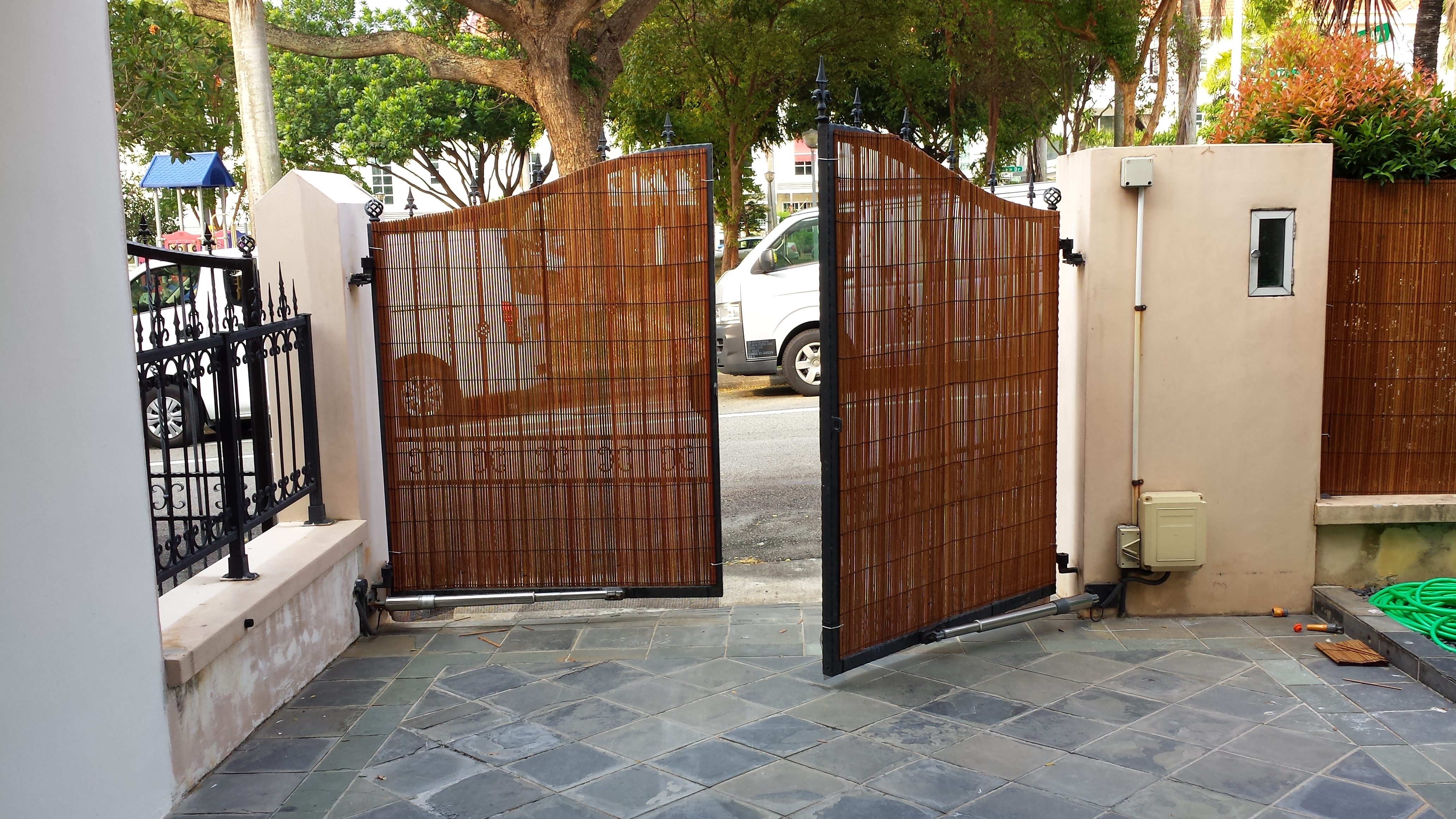 Bamboo Blind on Gate