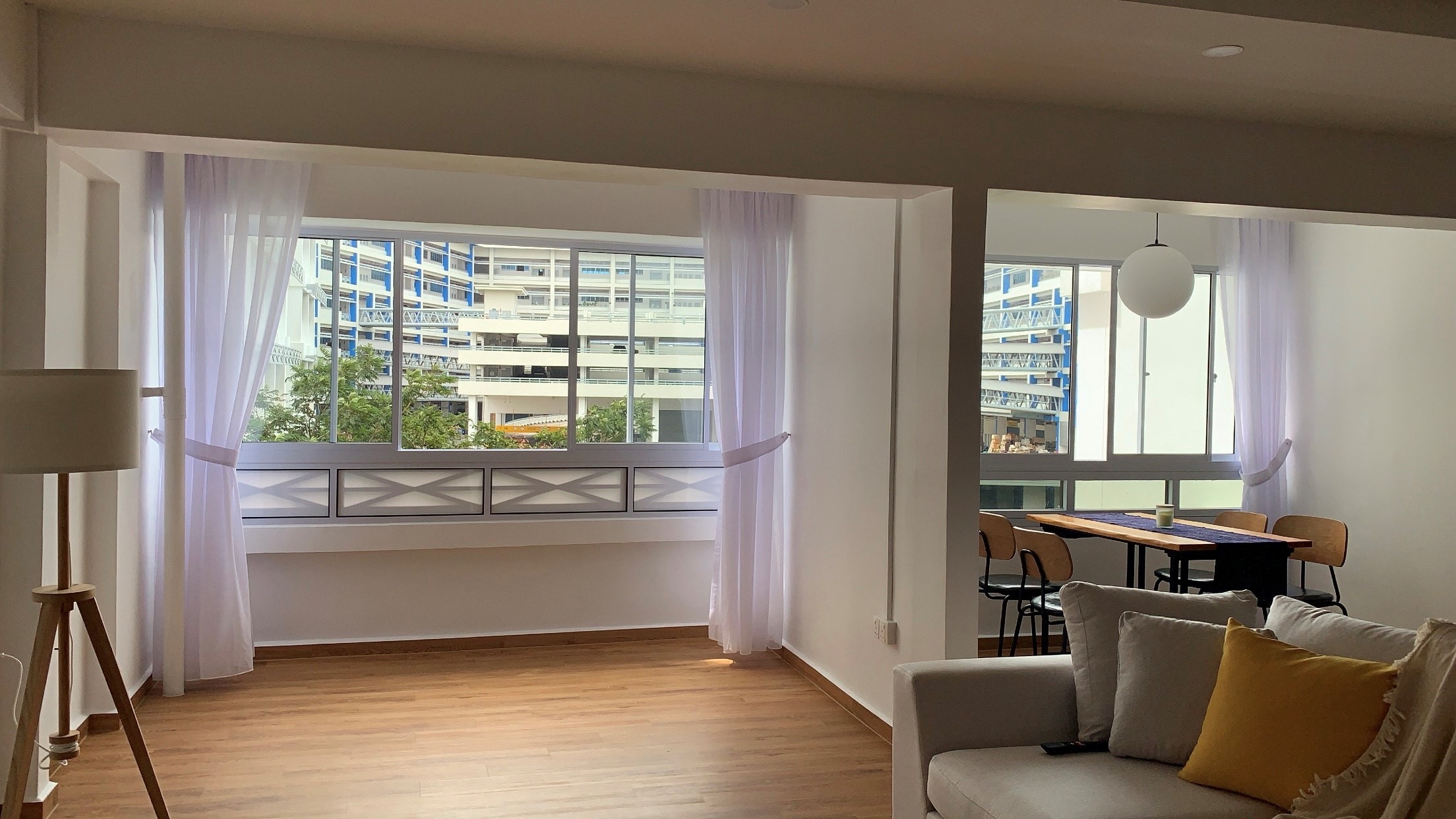 Day Curtain (Sheer Curtain) in a cozy spacious living room